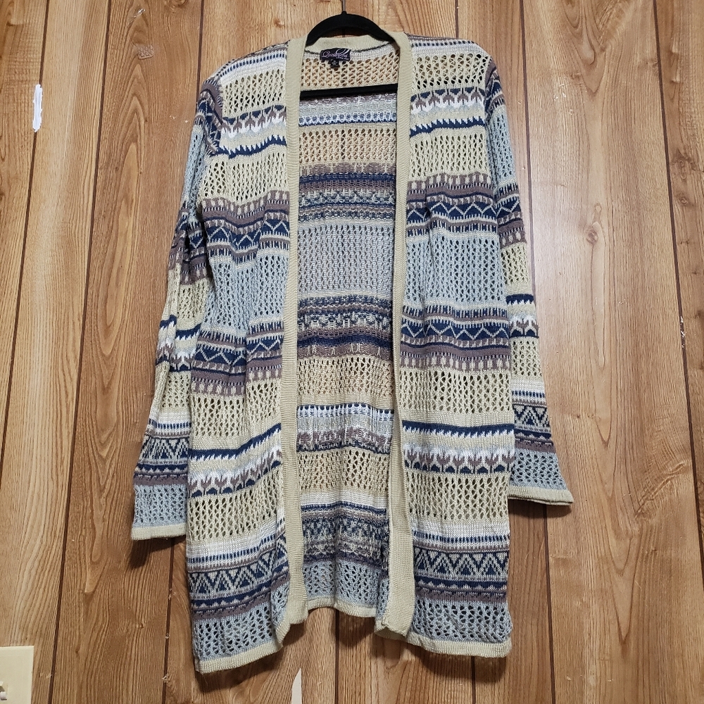 Questions By Say What Long Sleeve Open Front Cardigan Sweater Women's XL